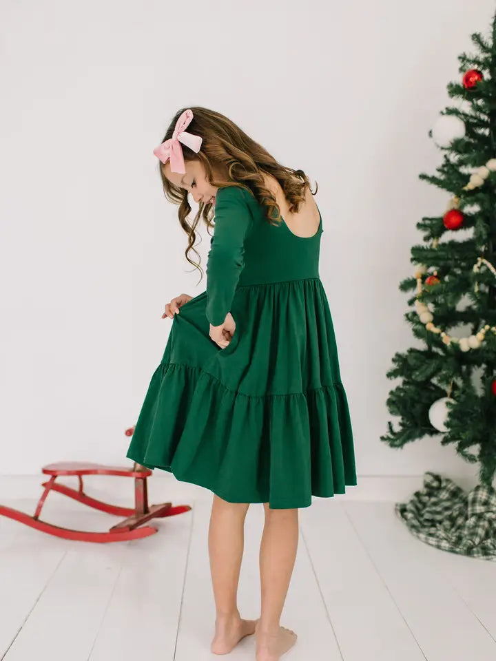Gwendolyn Ruffle Dress in Evergreen
