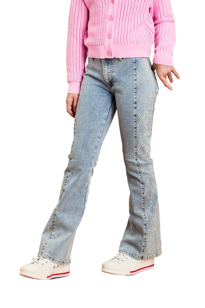 Diamond Side Panel Flare Jeans