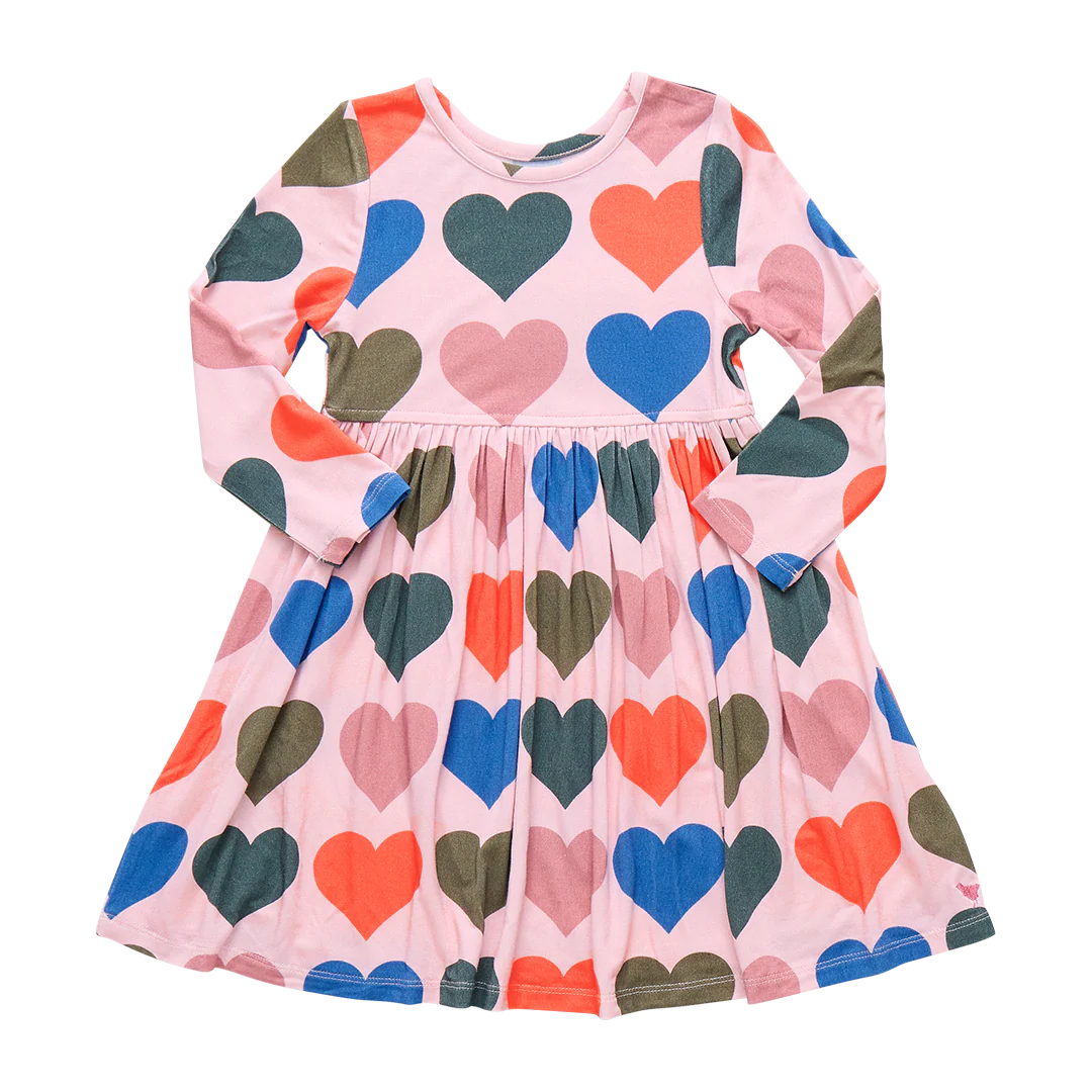 Bamboo Steph Dress Pink Oversized Hearts