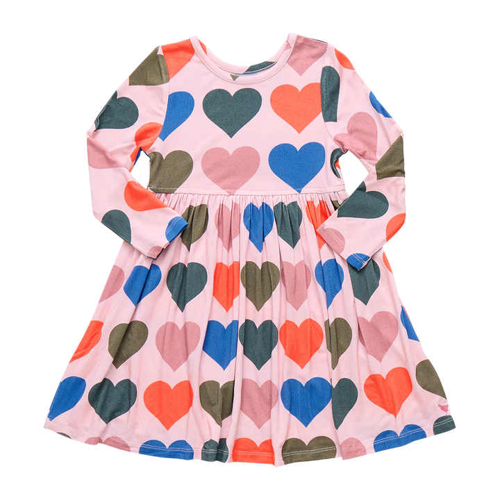 Bamboo Steph Dress Pink Oversized Hearts