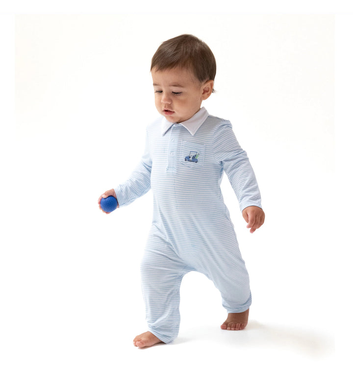 Golf Carts Blue Polo Romper