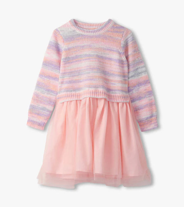 Pastel Rainbow Fuzzy Mixed Skirt Dress
