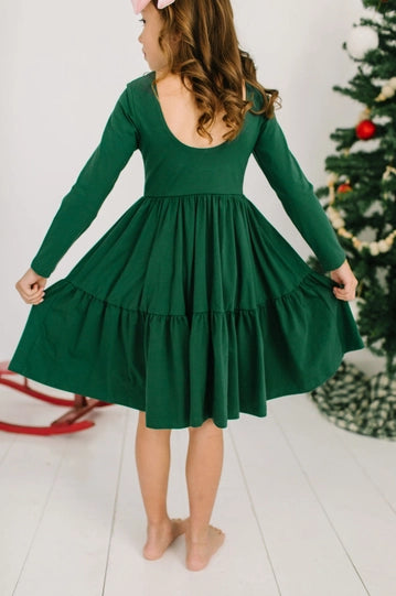 Gwendolyn Ruffle Dress in Evergreen