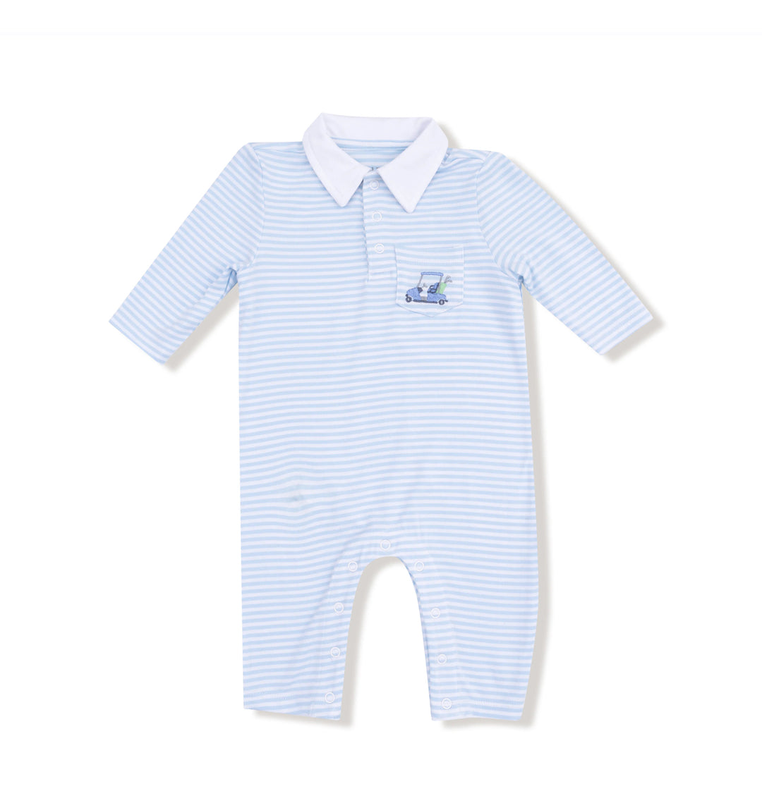 Golf Carts Blue Polo Romper
