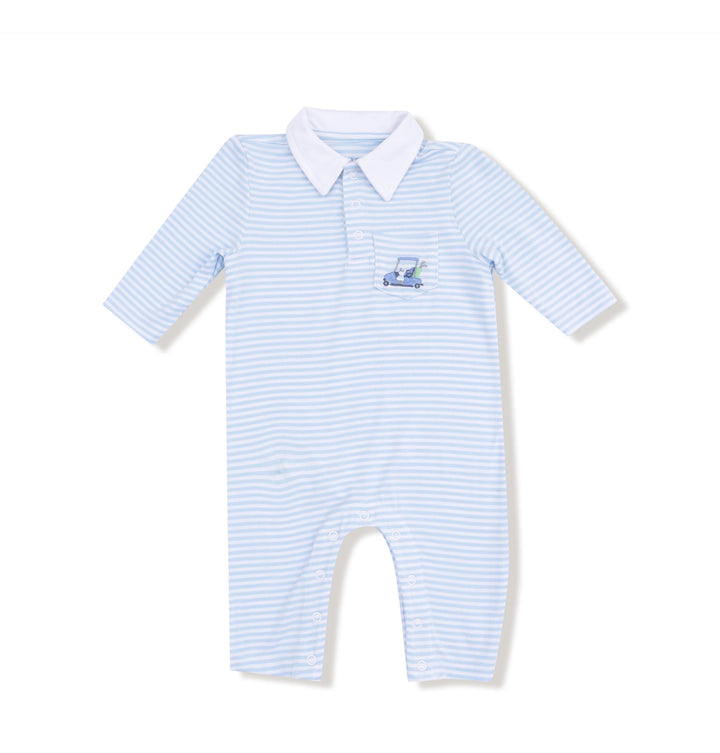 Golf Carts Blue Polo Romper