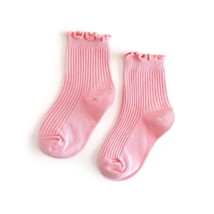 Ribbed Lettuce Trim Midi Socks