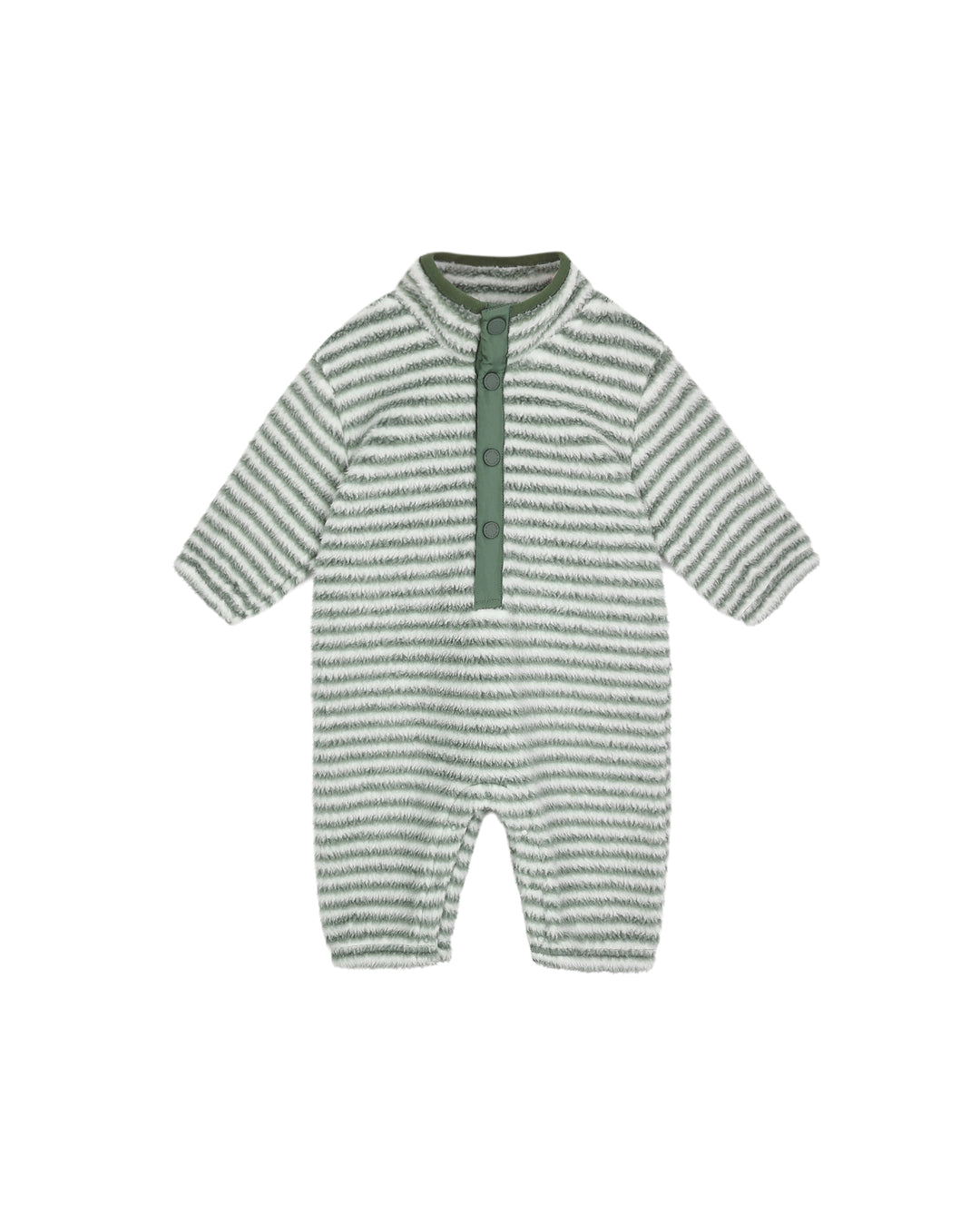 Fuzzy Winter Jumpsuit Evergreen Stripe