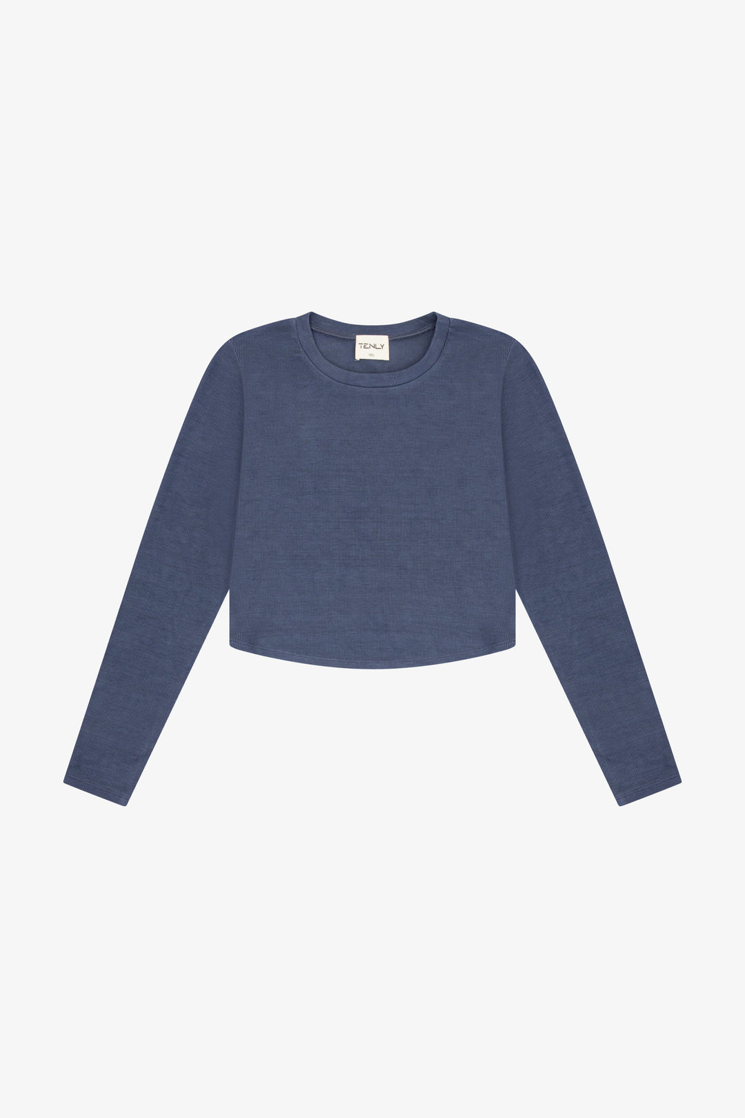 Indigo Storm Rayon ribbed curve hem longsleeve