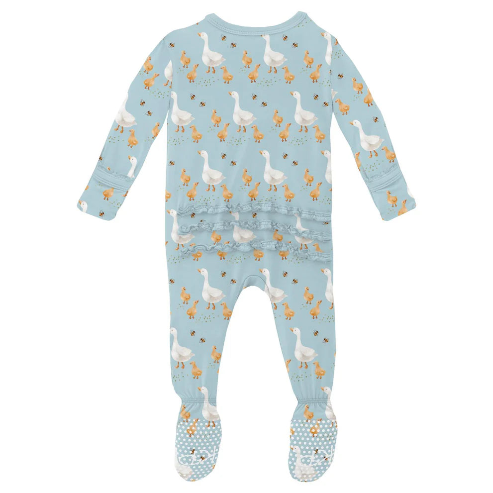 Spring Sky Feeding Ducks Muffin Ruffle Footie