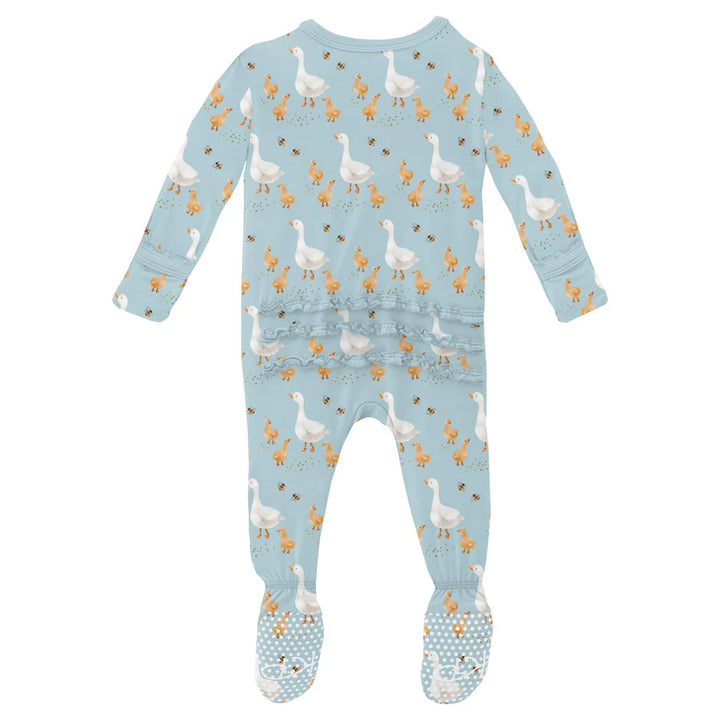 Spring Sky Feeding Ducks Muffin Ruffle Footie