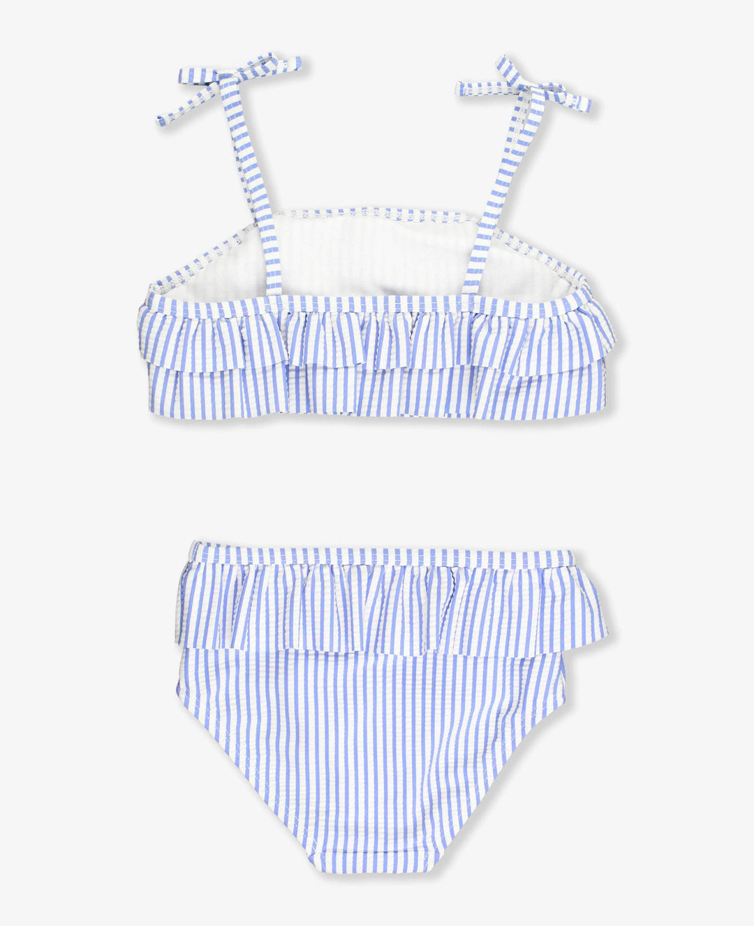 Periwinkle Blue Seersucker Bow Ruffle Bikini