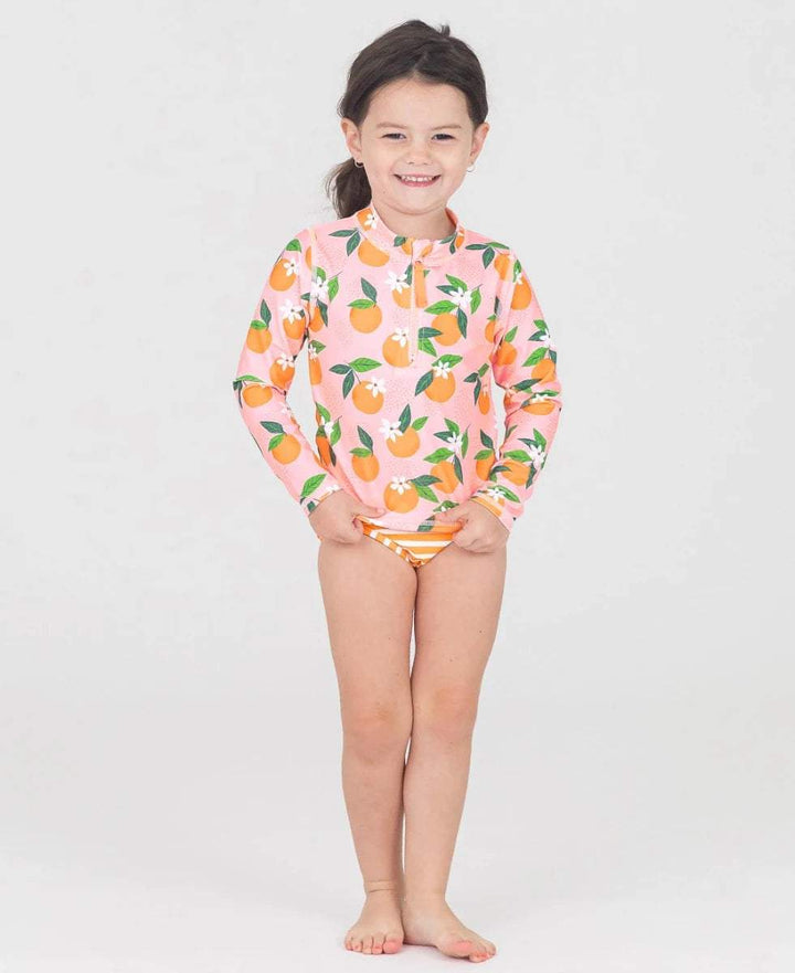 Orange You the Sweetest Long Sleeve Zipper Rash Guard Bikini