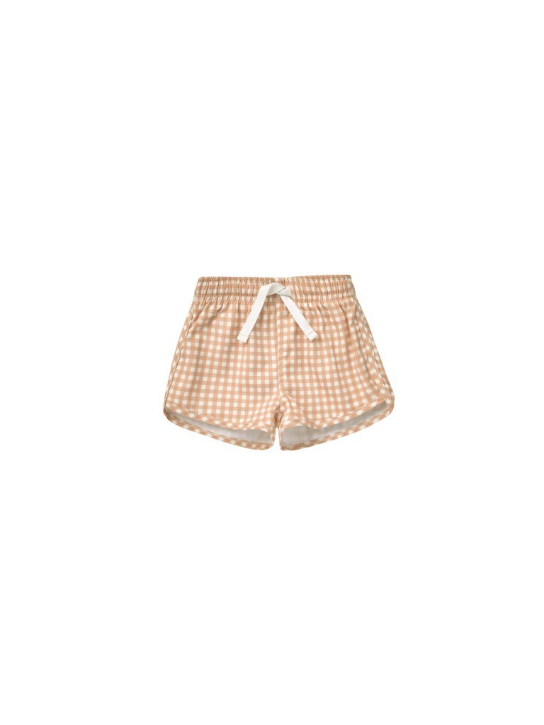 Melon Gingham Swim Shorts