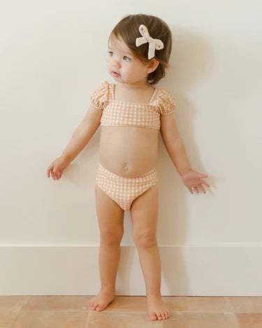 Melon Gingham Zippy Two Piece Swim