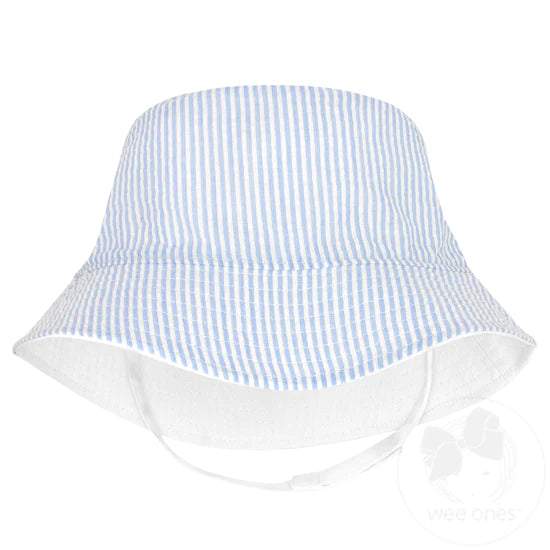 Reversible Seersucker Hat with straps