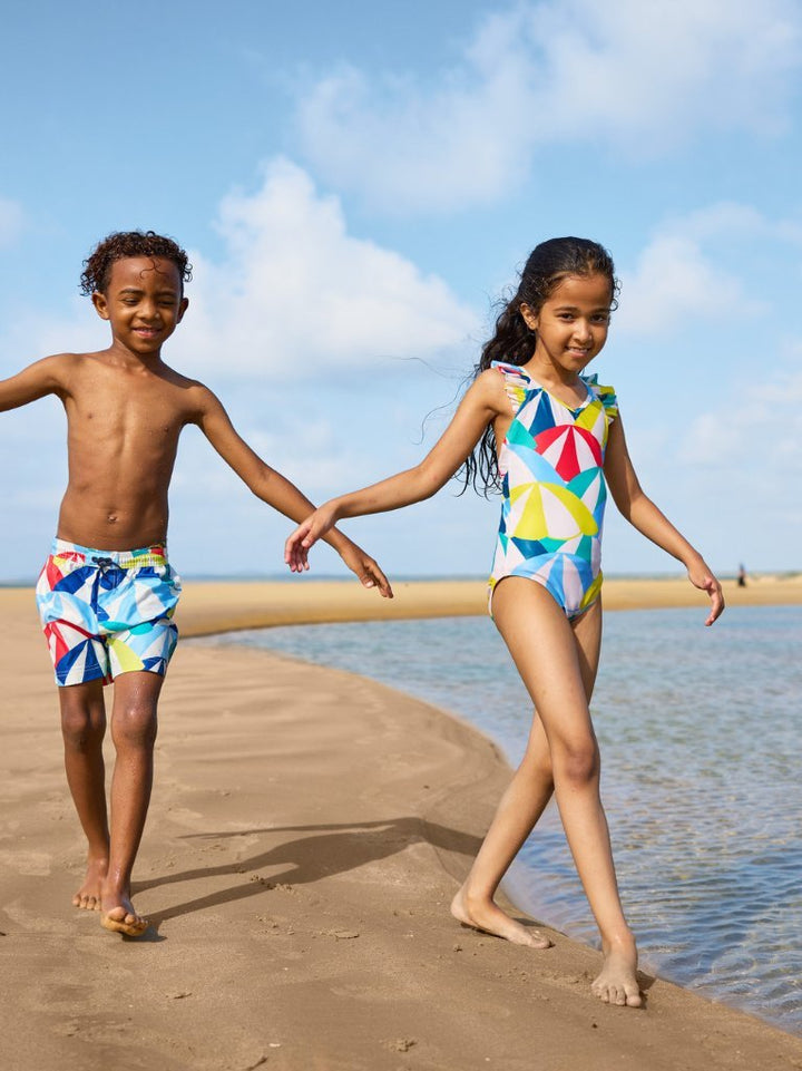 Beach Umbrellas Shortie Swim Trunks