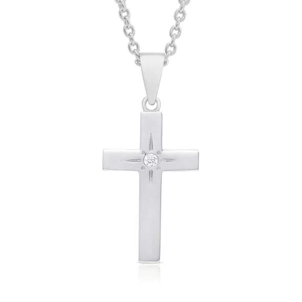 Cross Necklace with CZ Silver