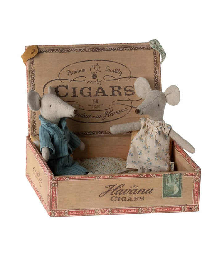 Maileg Mum and Dad Mice in Cigar Box