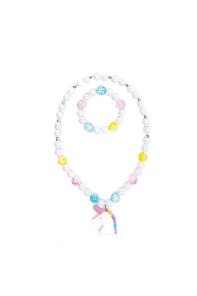 White Unicorn Necklace Bracelet Set