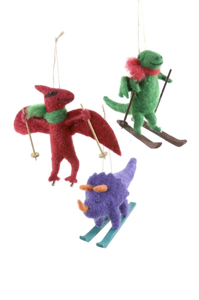 Ski Dino Ornament