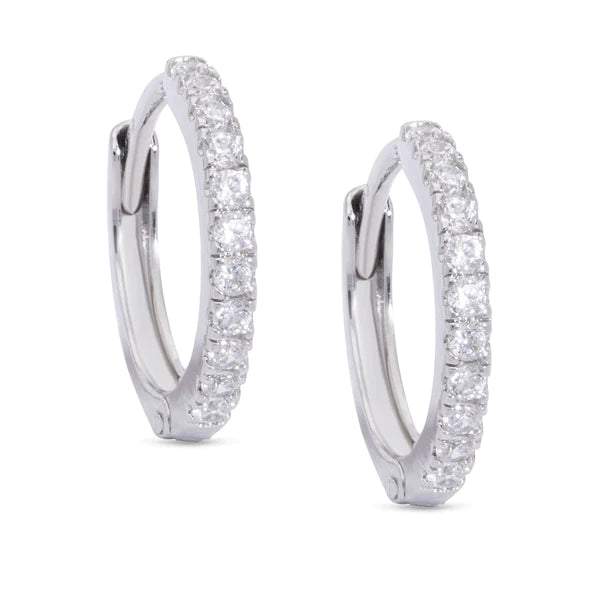 Lily Nily CZ Hinged Hoop Earrings White