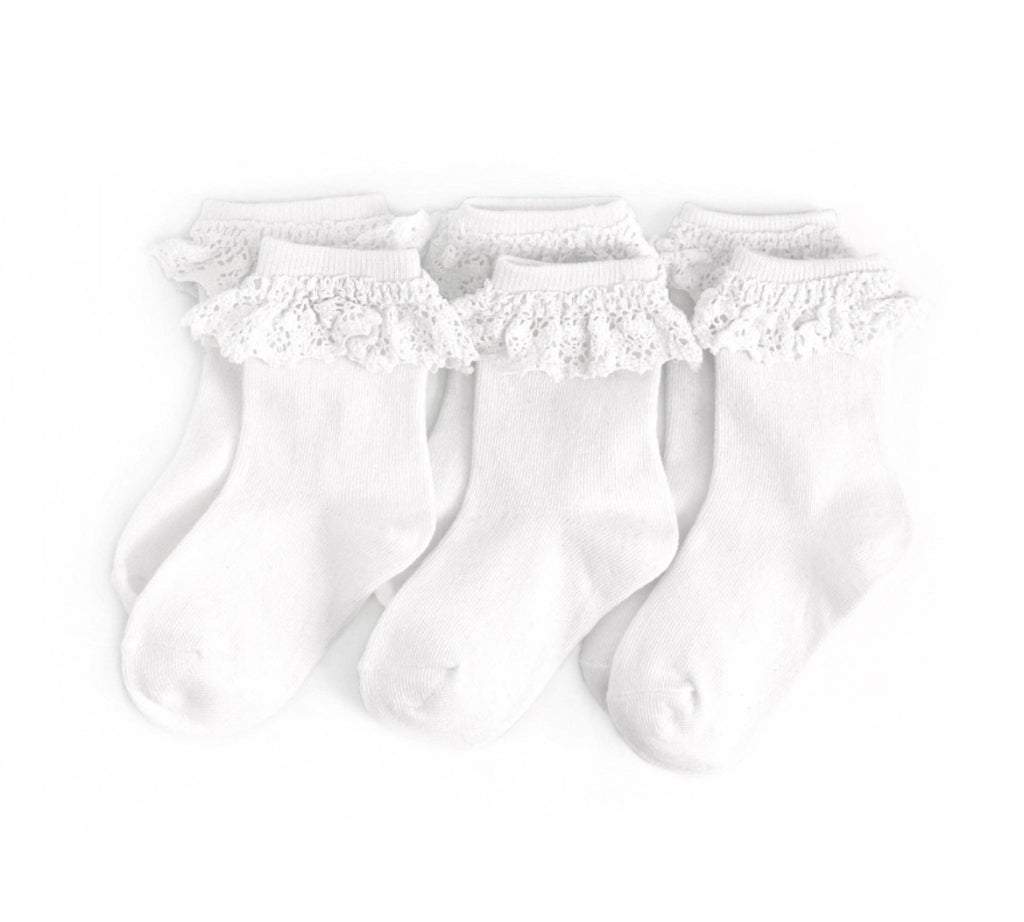 White Lace Midi 3-Pack Socks