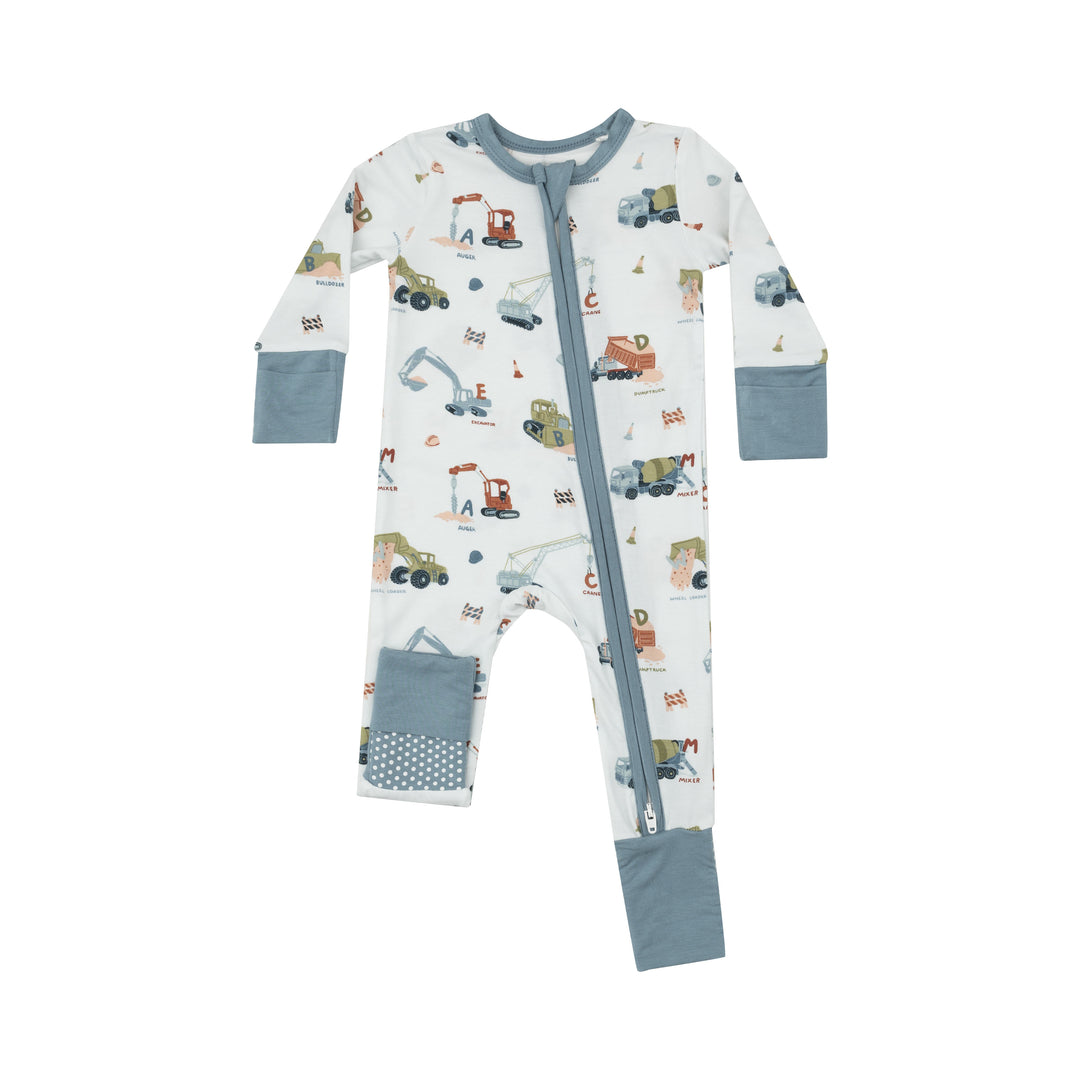 Construction Alphabet 2 way Zipper Romper