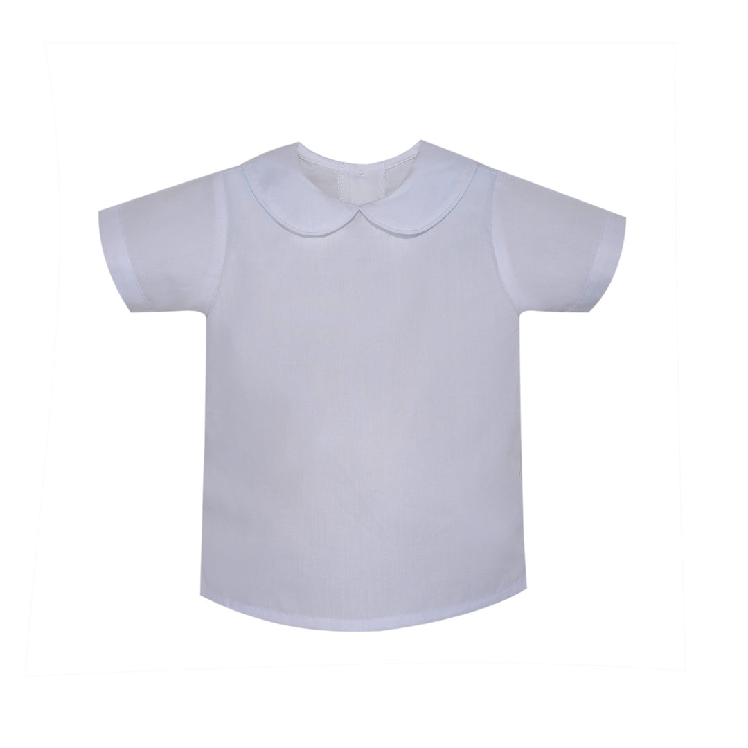 White Piped Peter Pan Shirt