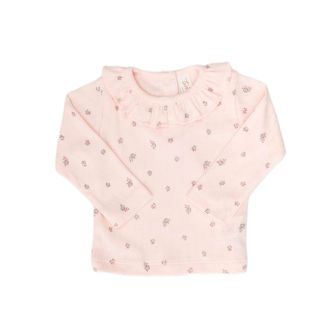 Little Flowers Pointelle Ruffle Top