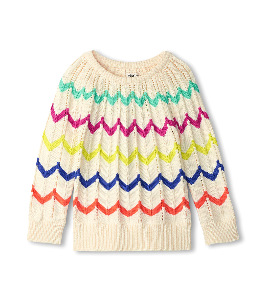 Rainbow Chevron Raglan Pullover Sweater