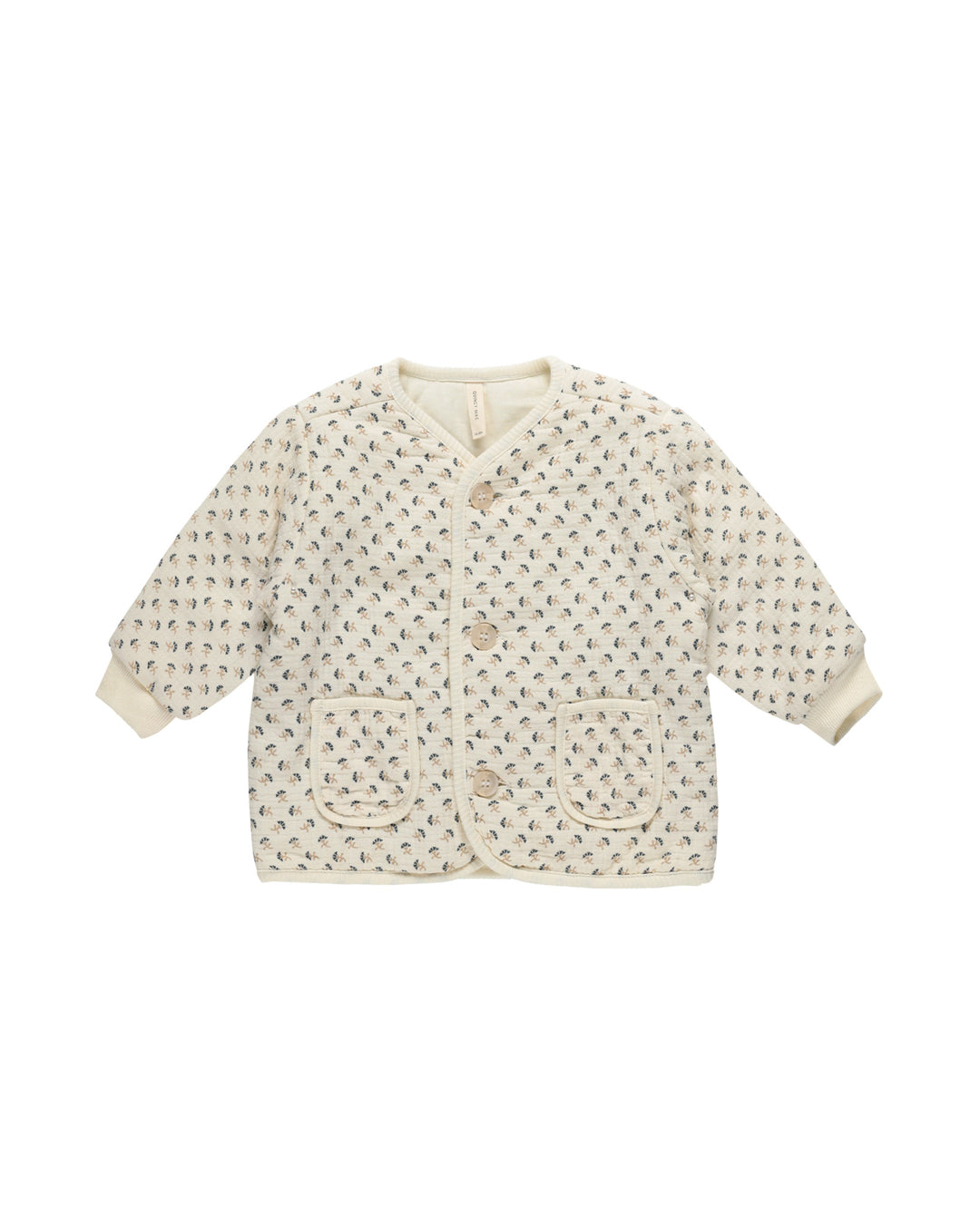 Quilted V-neck Button Jacket French Flora