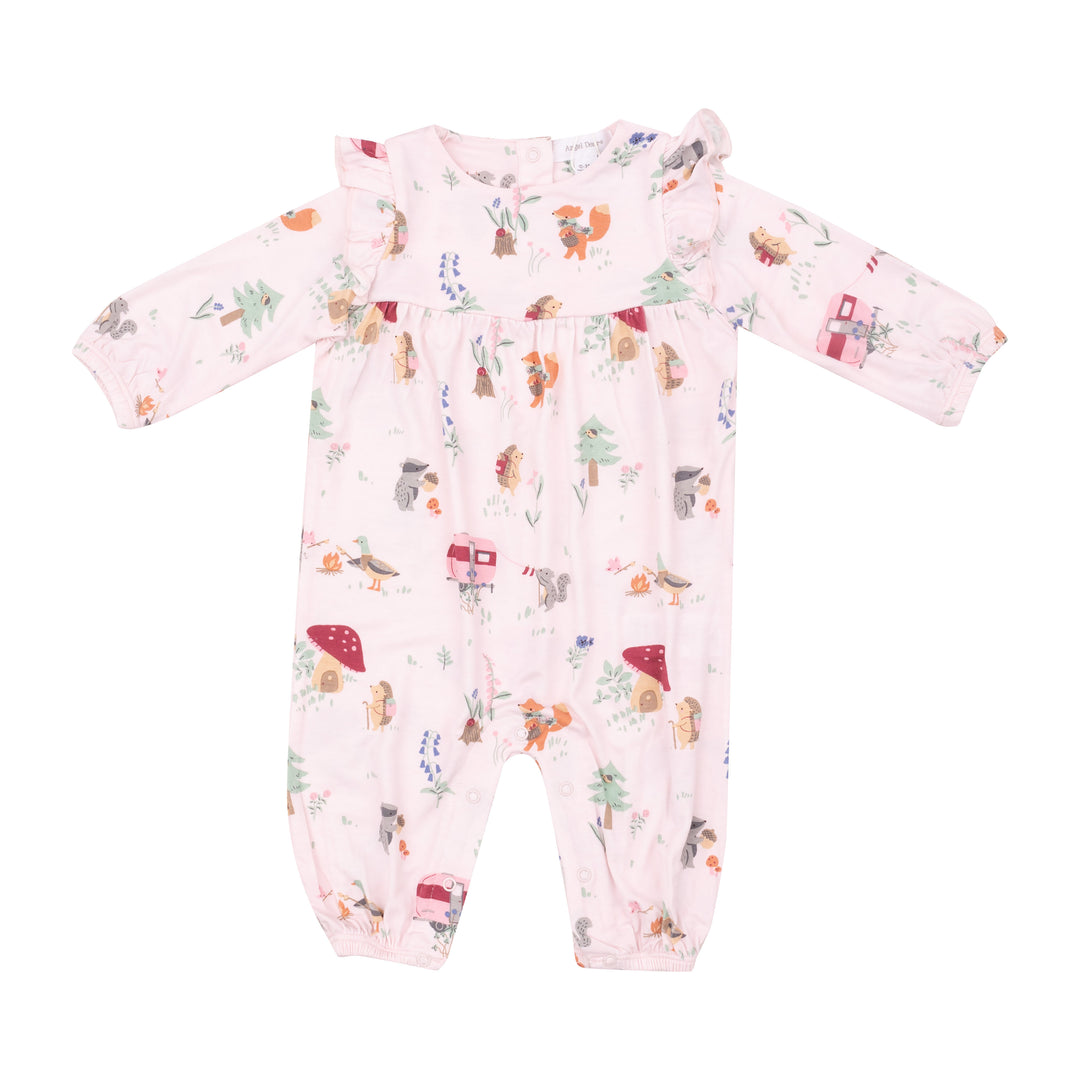 Cute Animal Campers Ruffle Sleeve Romper