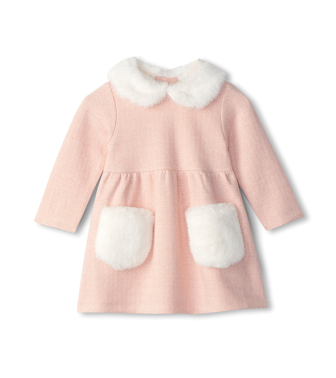 Rose Elegance Fur Trim Dress