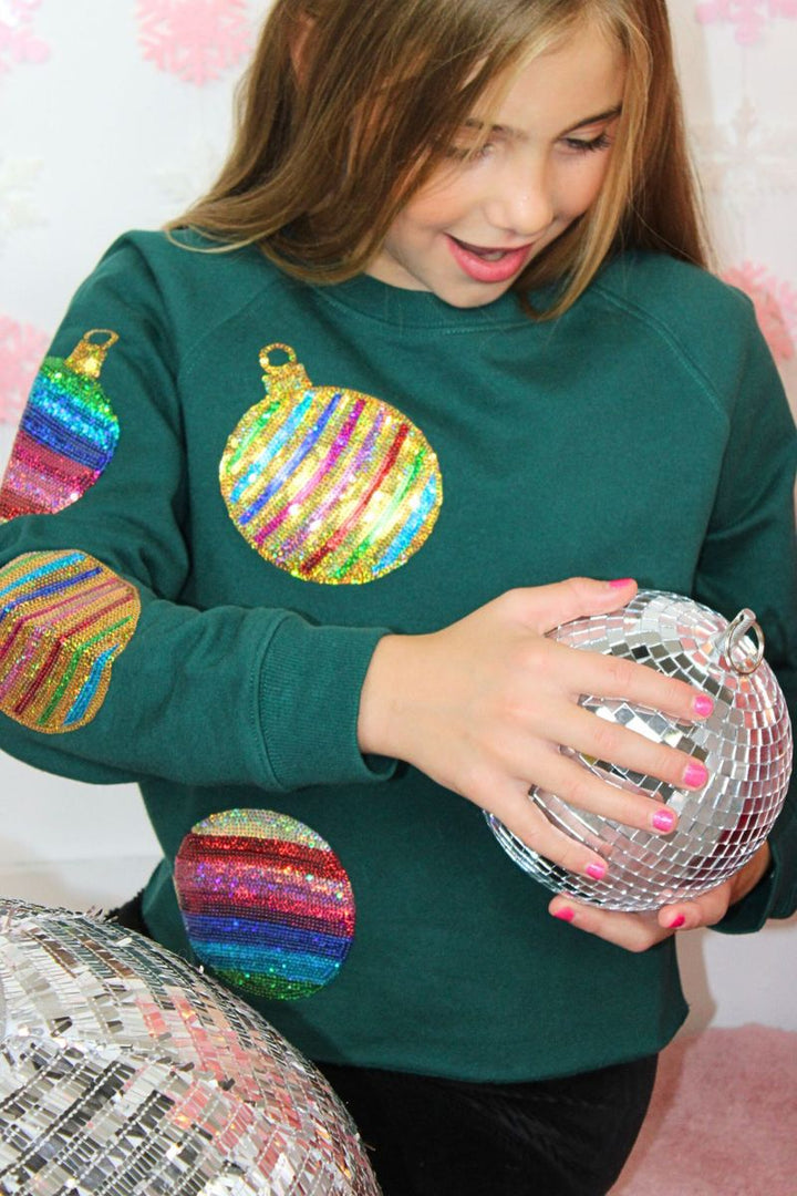 All Over Sequin Christmas Ornament Sweatshirt