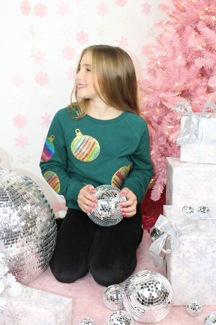 All Over Sequin Christmas Ornament Sweatshirt