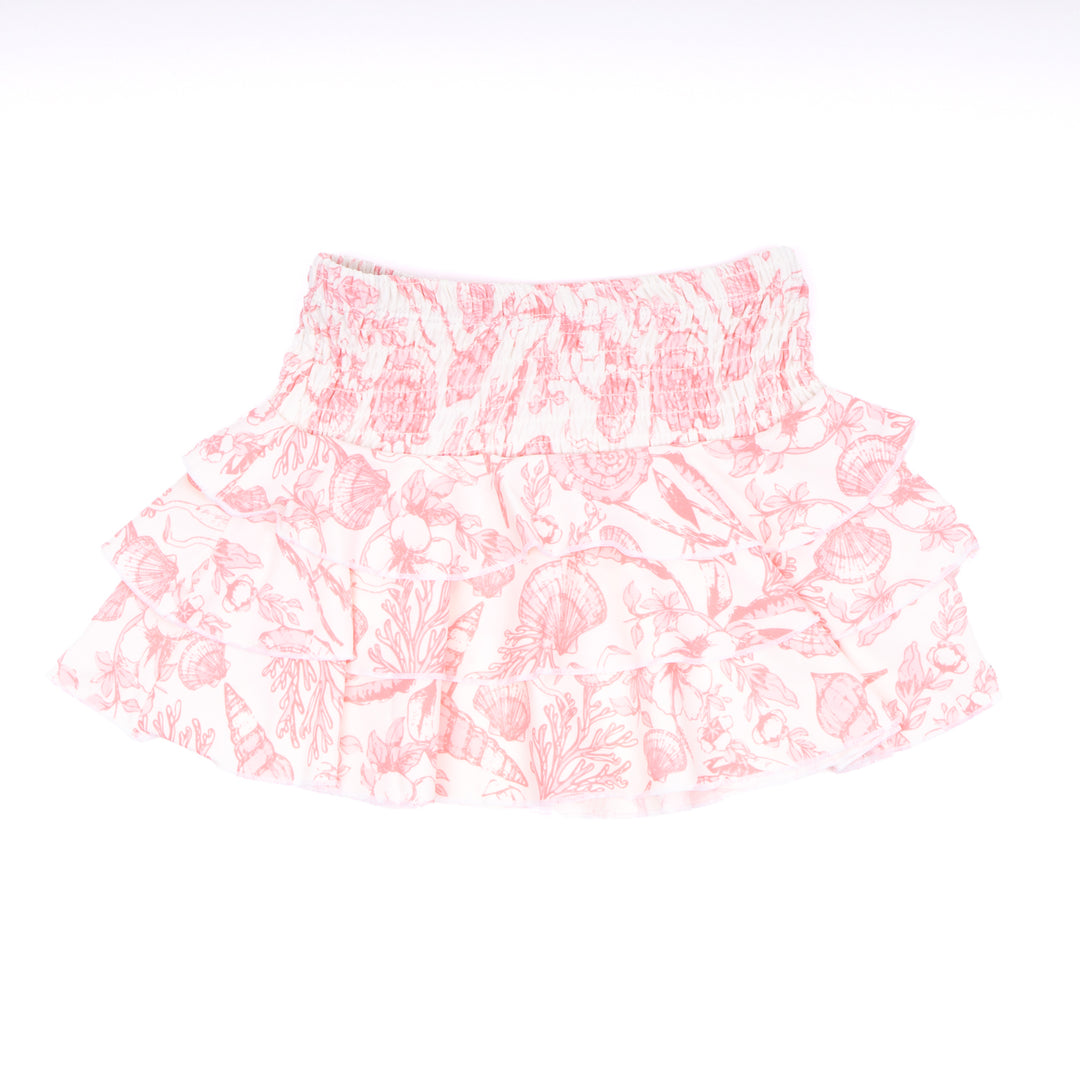 Seaside Toile Smocked Ruffle Swim Skirt