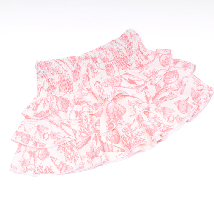 Seaside Toile Smocked Ruffle Swim Skirt