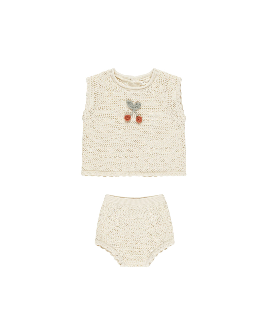 Scallop Knit Baby Set Cherry