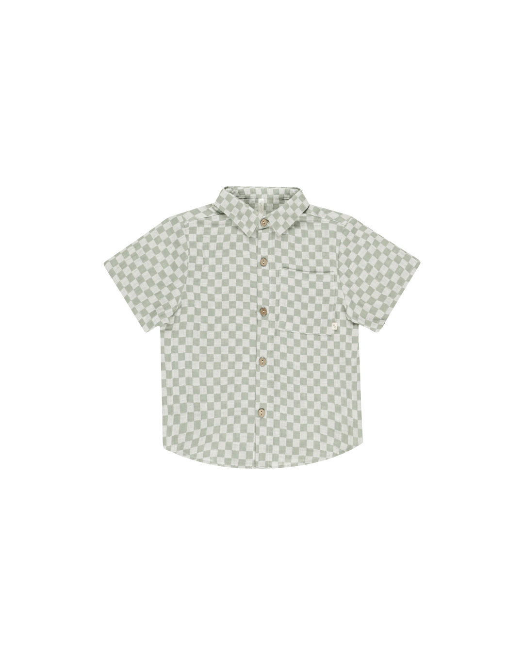 Collared Short Sleeve Shirt Sage Check