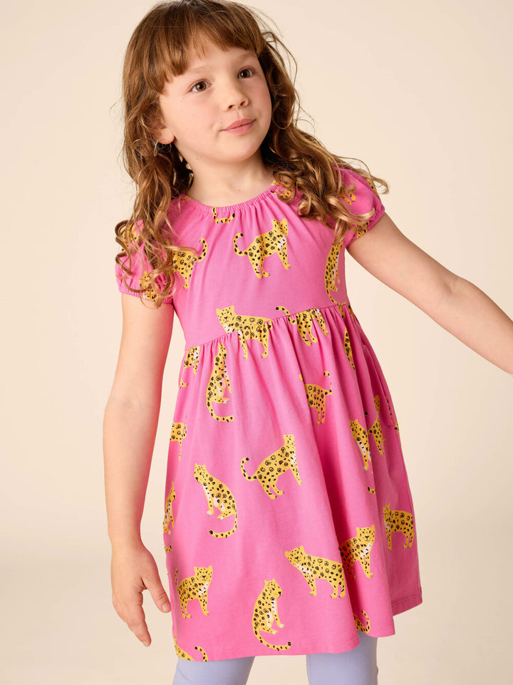 Sweet Jaguar Puff Sleeve Empire Dress