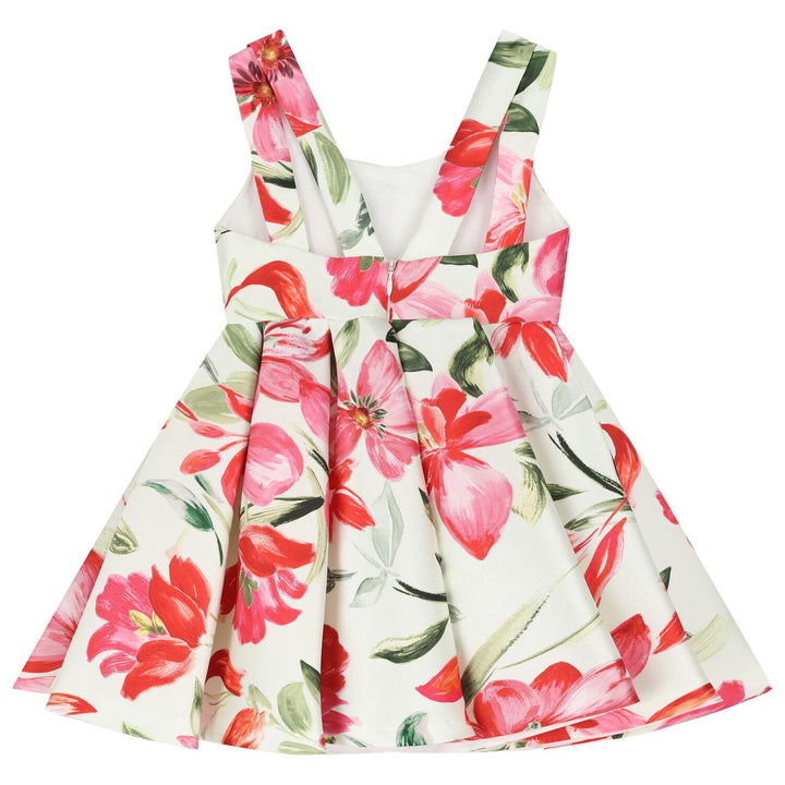 Ivory Floral Satin Mikado Dress