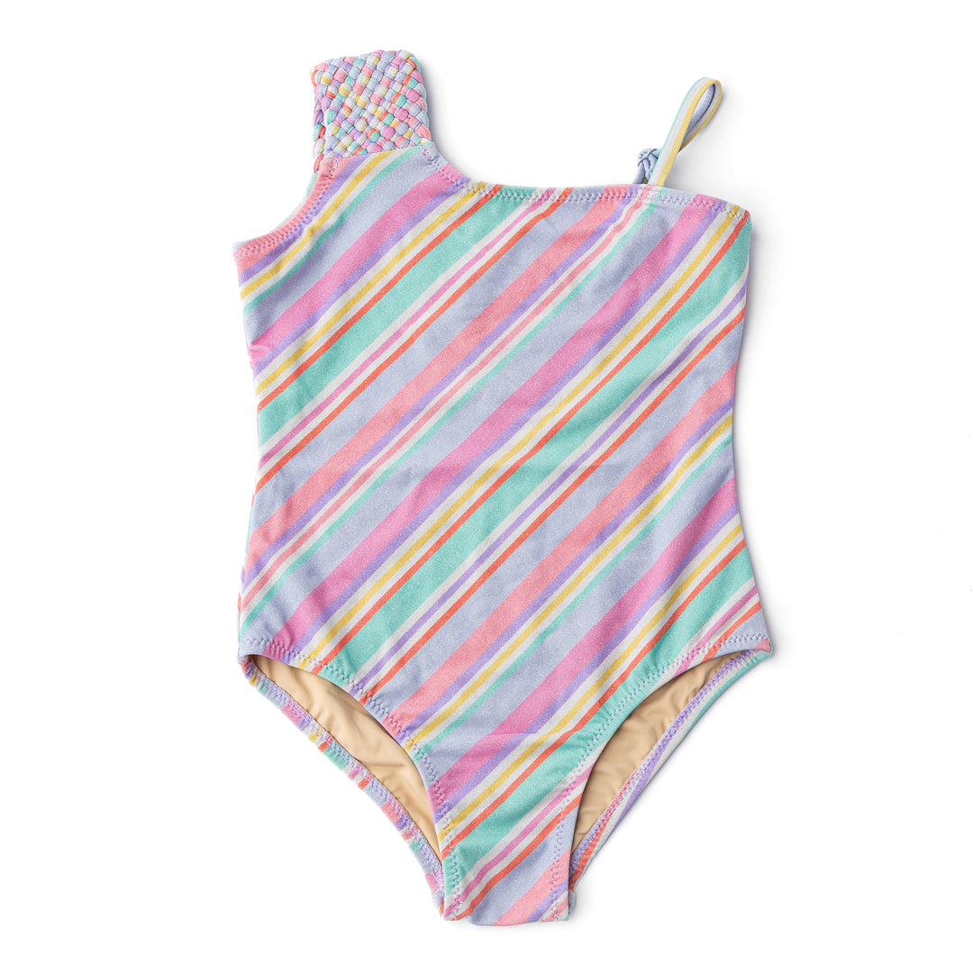 Shimmer Diagonal Stripe Swimsuit