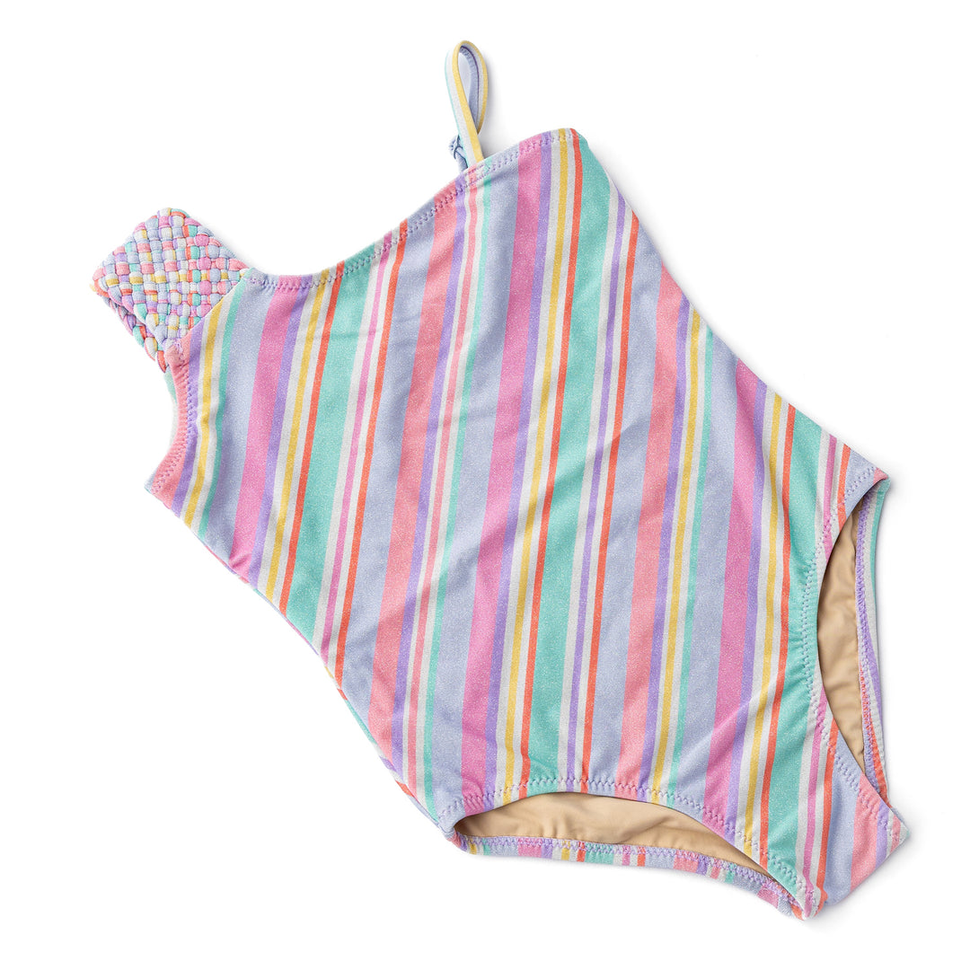 Shimmer Diagonal Stripe Swimsuit