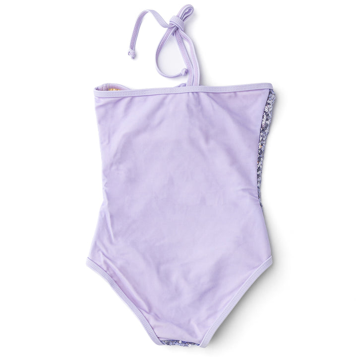 Purple Sequin Rose Swimsuit