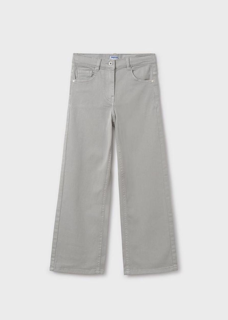 Wide Leg Twill Trousers Lt Grey