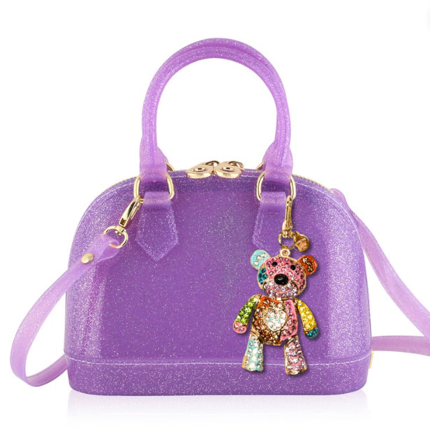 Cate Purple Sparkle Purse with Teddy Bear