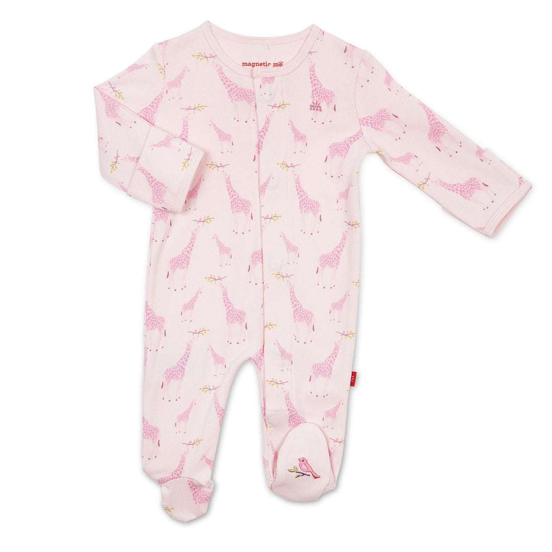Pink Jolie Giraffe Organic Cotton Magnetic Footie