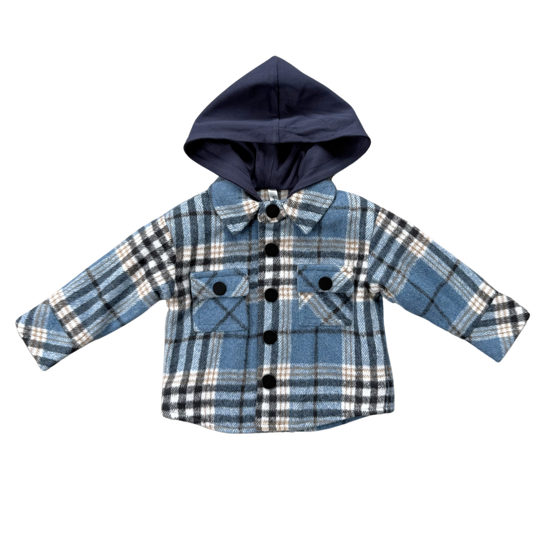 Blue Plaid Hooded Shacket