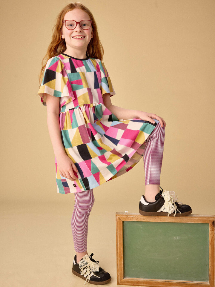 Pojagi Patchwork Butterfly Sleeve Dress