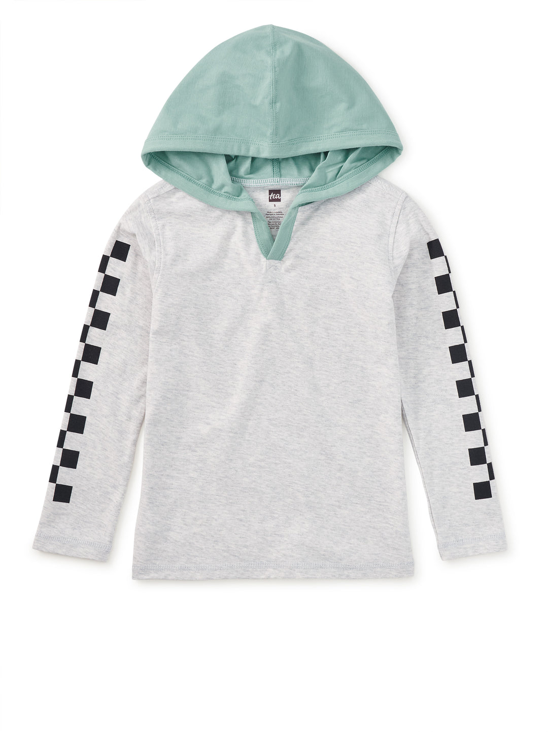 Checker Sleeves Happy Hoodie